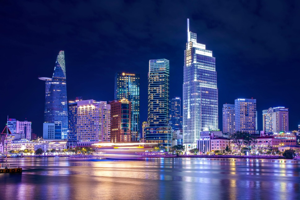 Skyline in Vietnam at night