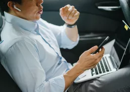 Executive working on his laptop