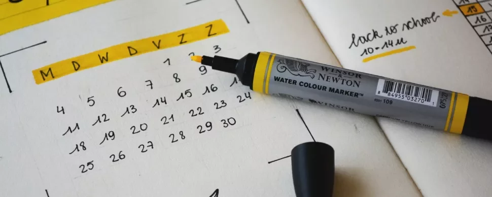 Calendar with highlighted dates