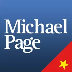 Logo with 'Michael Page' and a red diagonal with a yellow star.